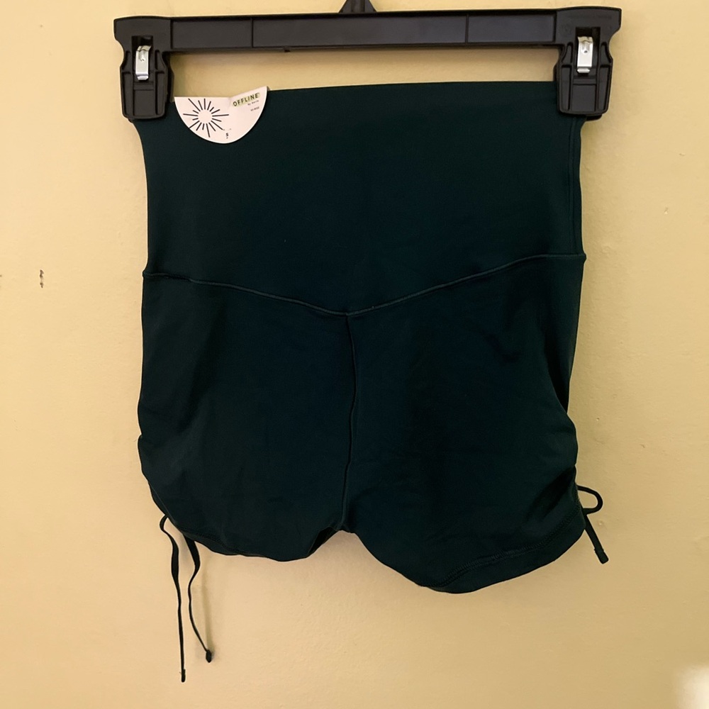 Aerie Offline Dark Green High-Waisted Athletic Shorts Size Small NWT - Picture 5 of 6